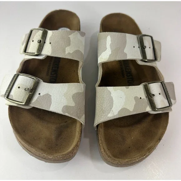 Birkenstock Arizona Slide Sandals 2 Strap Buckle Men's 5 Women's 7 Camo Leather - Picture 2 of 16